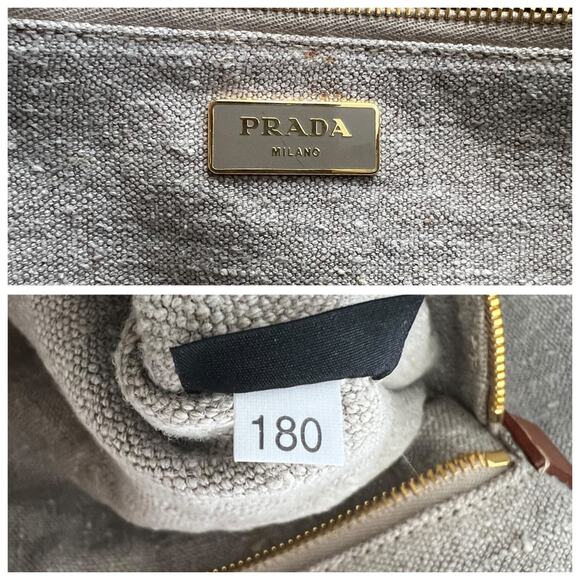 Prada Striped Canapa Tote Bag - Picture 6 of 9